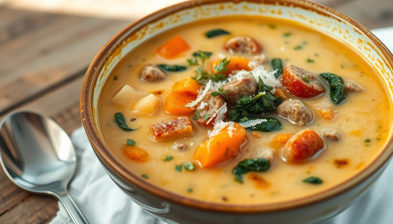 Creamy Parmesan Italian Sausage Soup Recipe