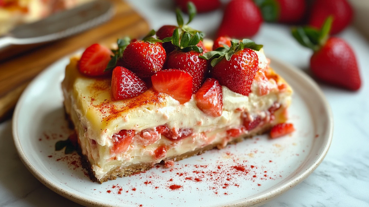 Fresh Strawberry Lasagna A Summer No-Bake Dessert