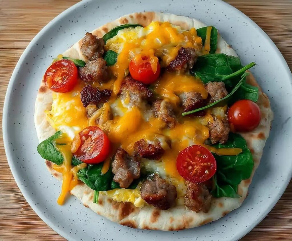 Crispy Breakfast Pita Pizza