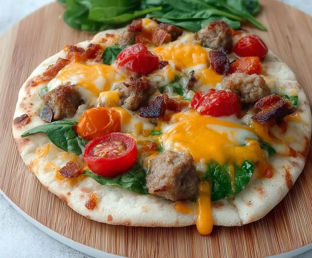 Crispy Breakfast Pita Pizza