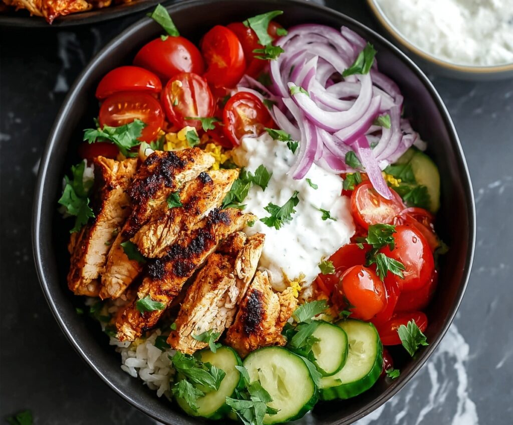 healthy chicken shawarma bowl