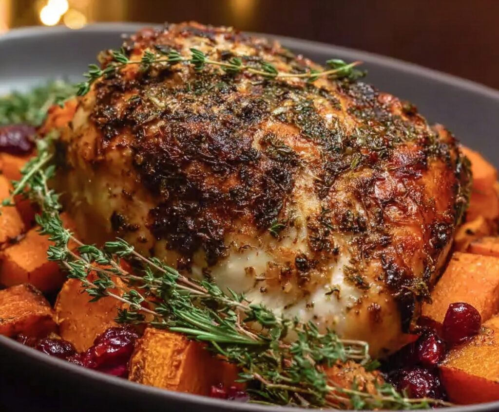 roasted turkey with sweet potatoes