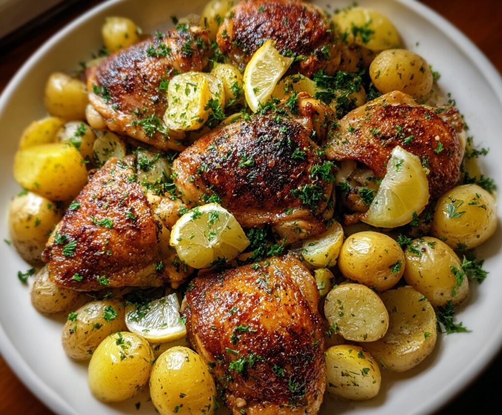 Chicken thighs and potatoes