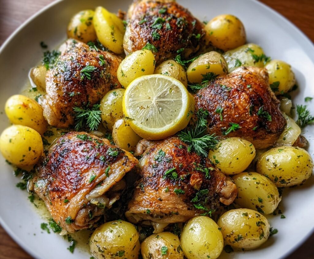 Chicken thighs and potatoes