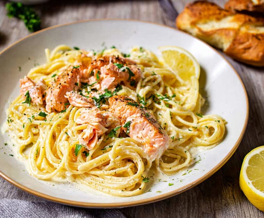  Salmon Pasta with Lemon Cream Sauce