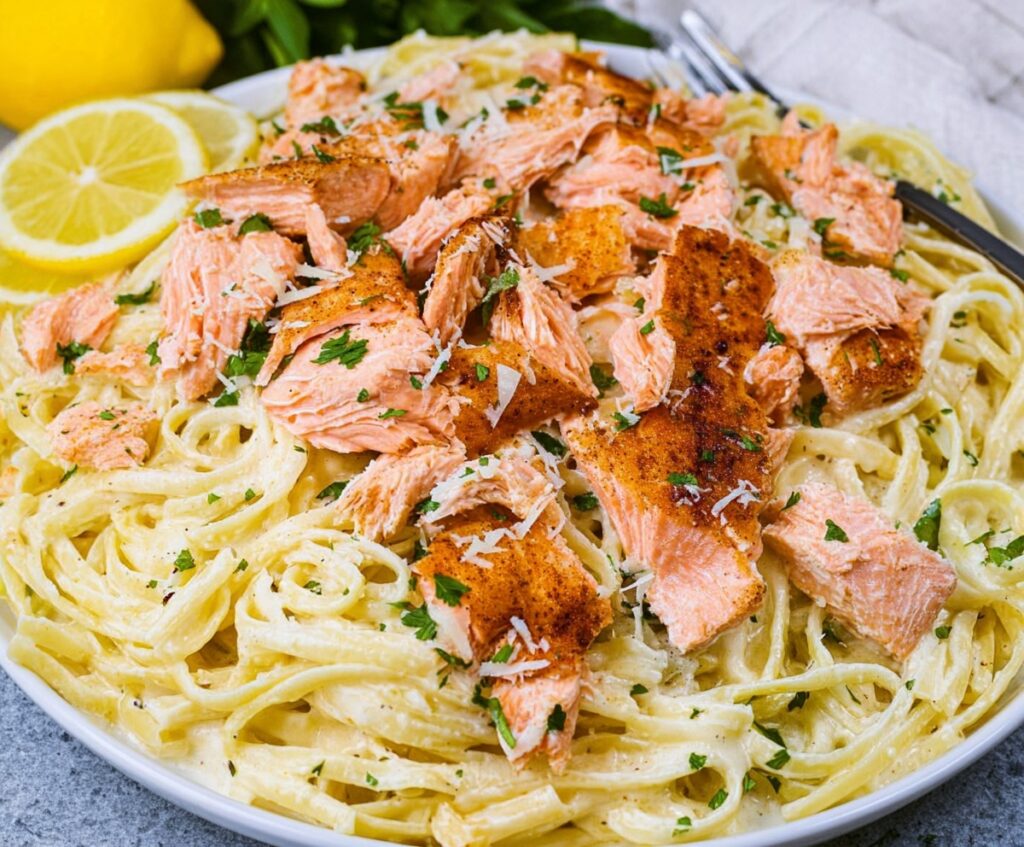  Salmon Pasta with Lemon Cream Sauce
