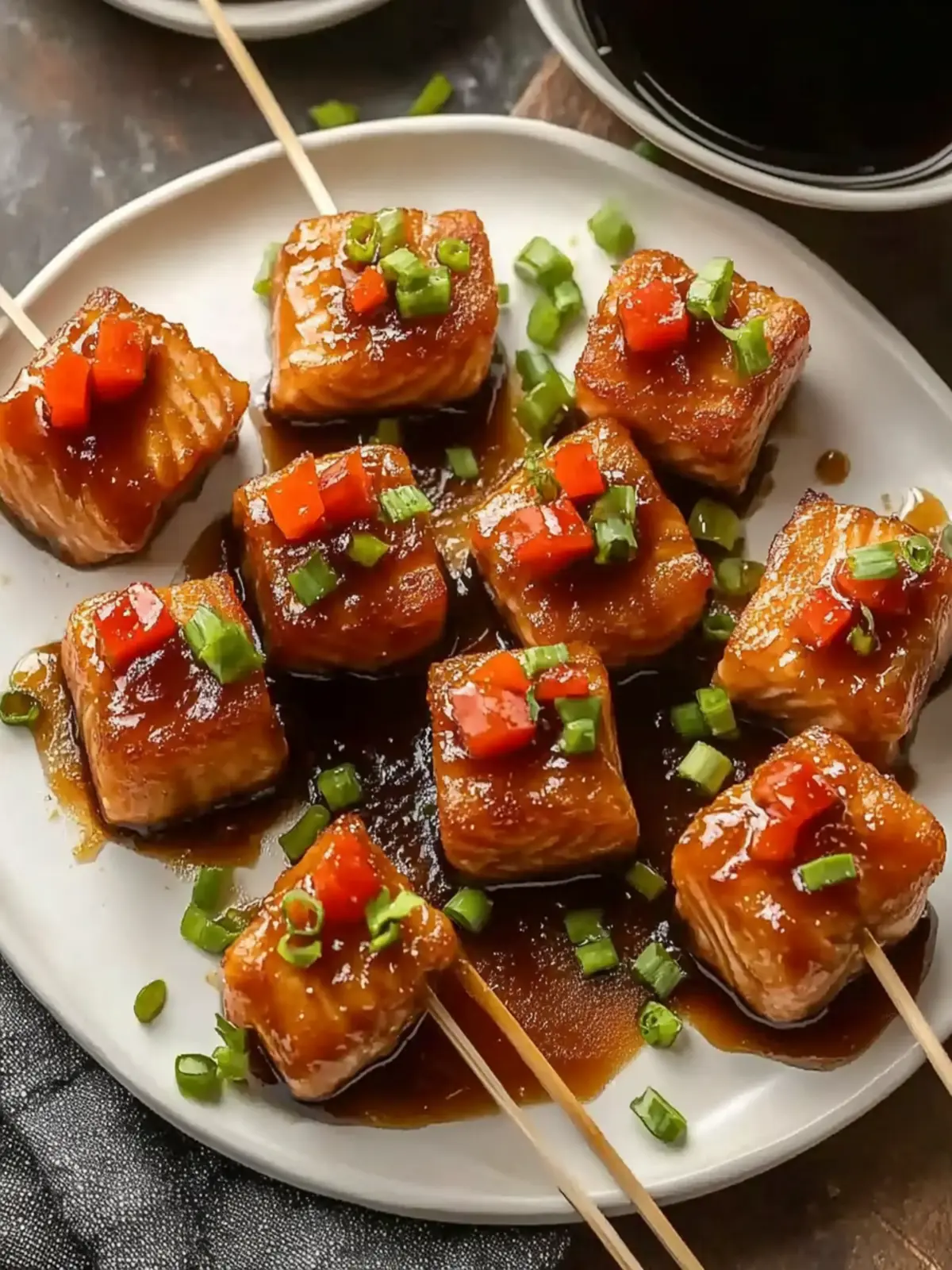 Juicy Bourbon Glazed Salmon Bites