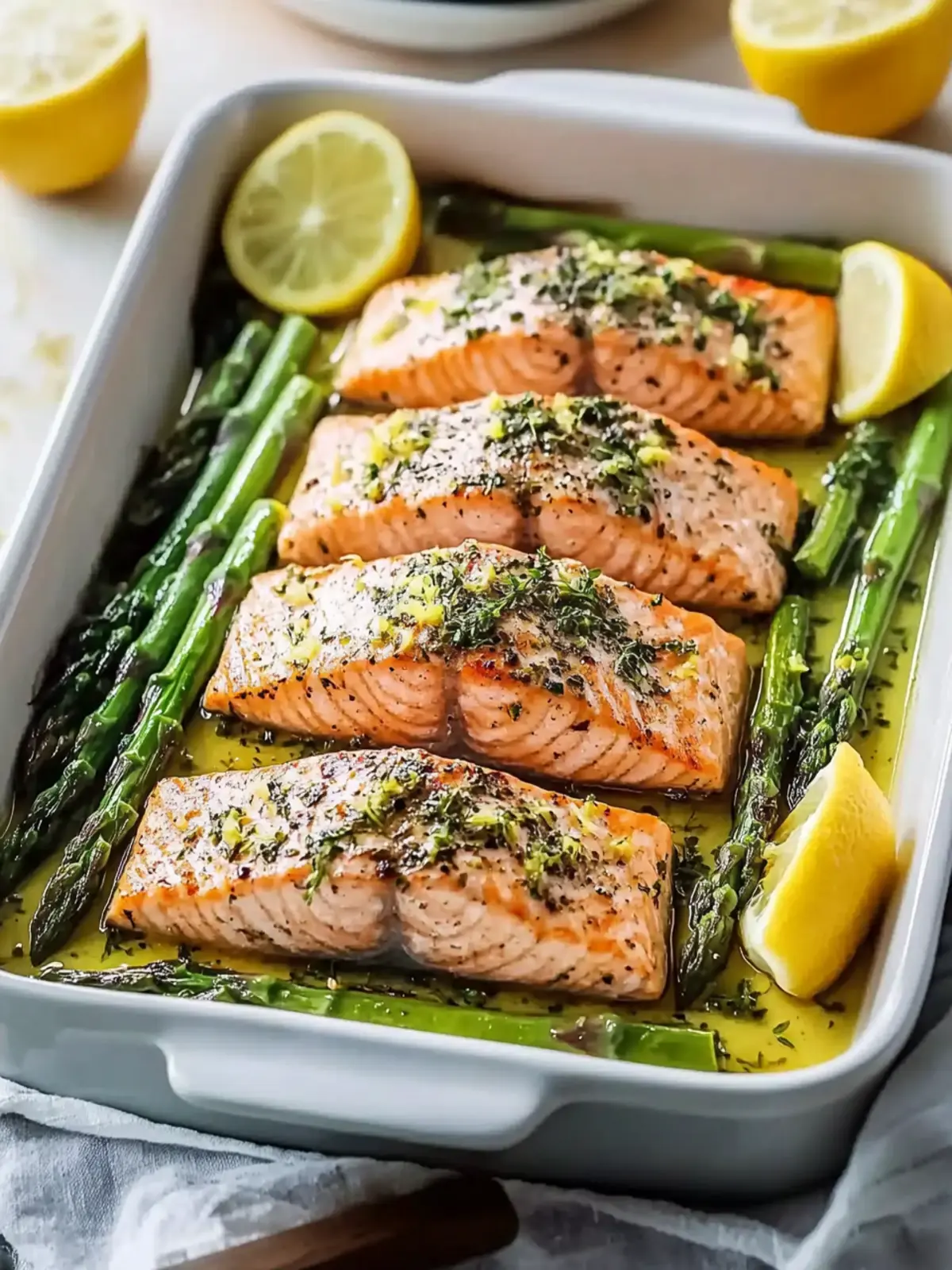 Baked Lemon Herb Salmon with Asparagus