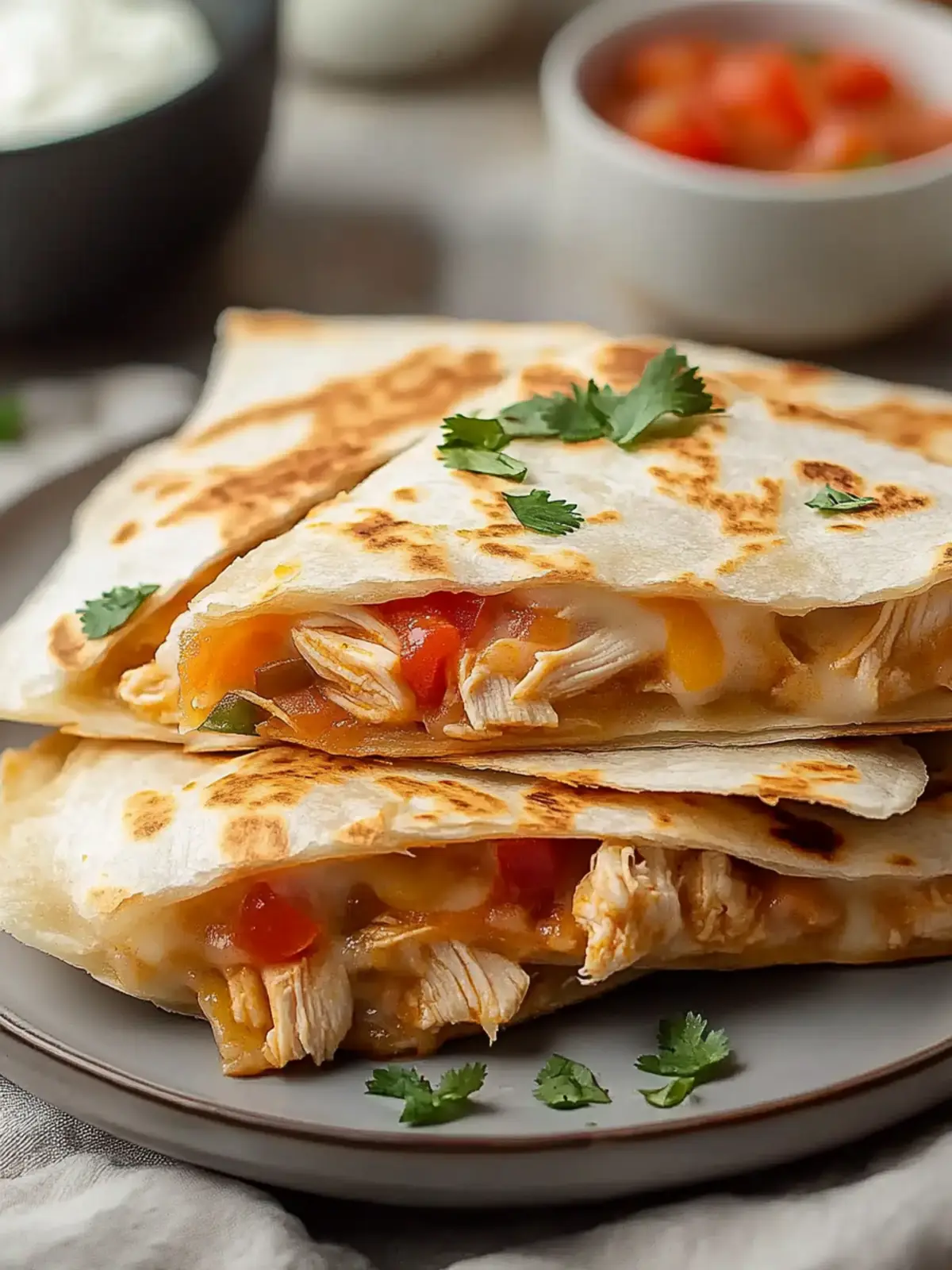 Mexican Crockpot Chicken Quesadillas
