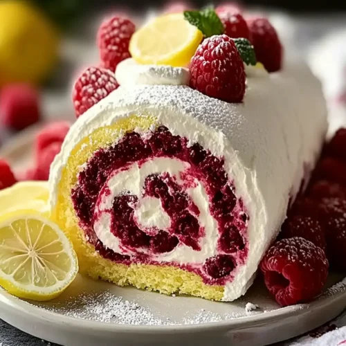 Lemon Raspberry Velvet Roll Cake