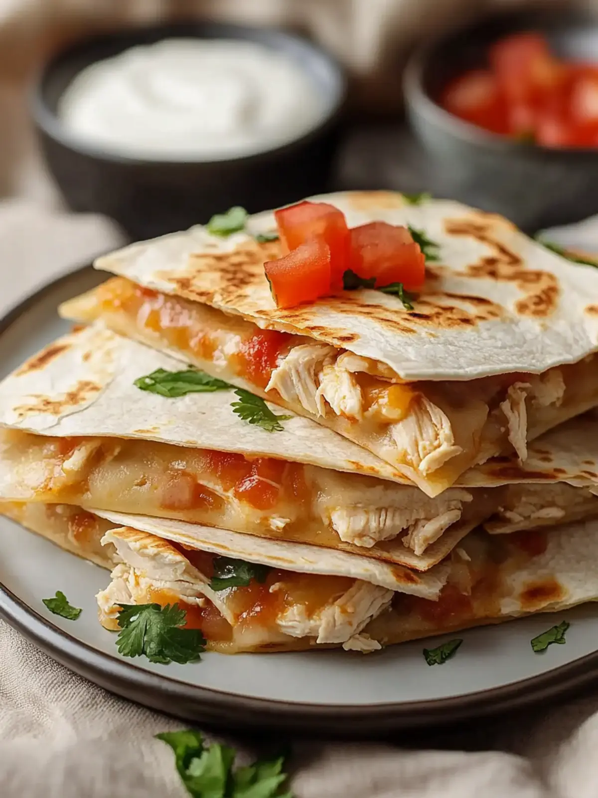 Mexican Crockpot Chicken Quesadillas