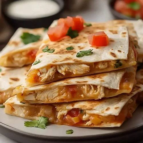 Mexican Crockpot Chicken Quesadillas