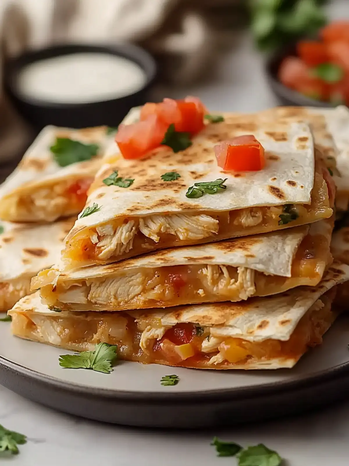 Mexican Crockpot Chicken Quesadillas