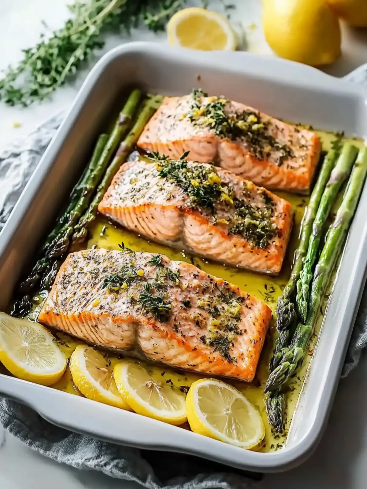 Baked Lemon Herb Salmon with Asparagus