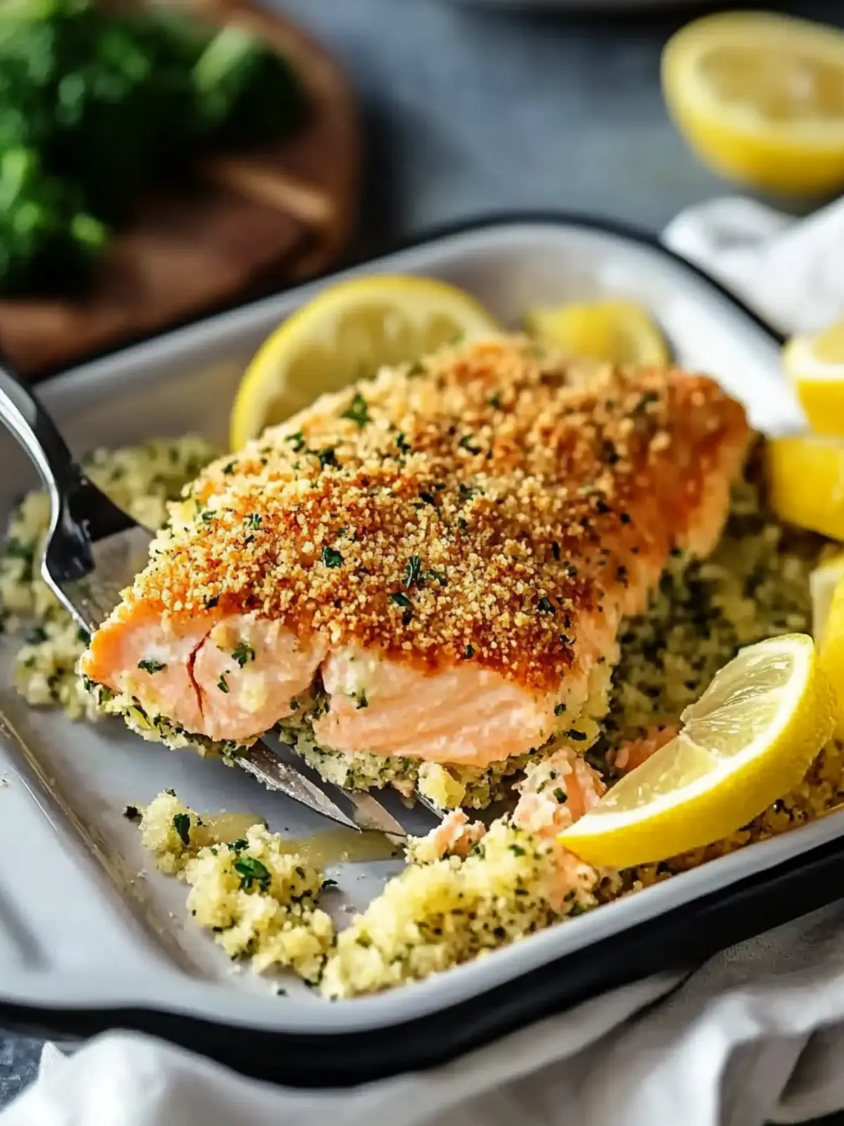 Baked Lemon Parmesan Herb Crusted Salmon