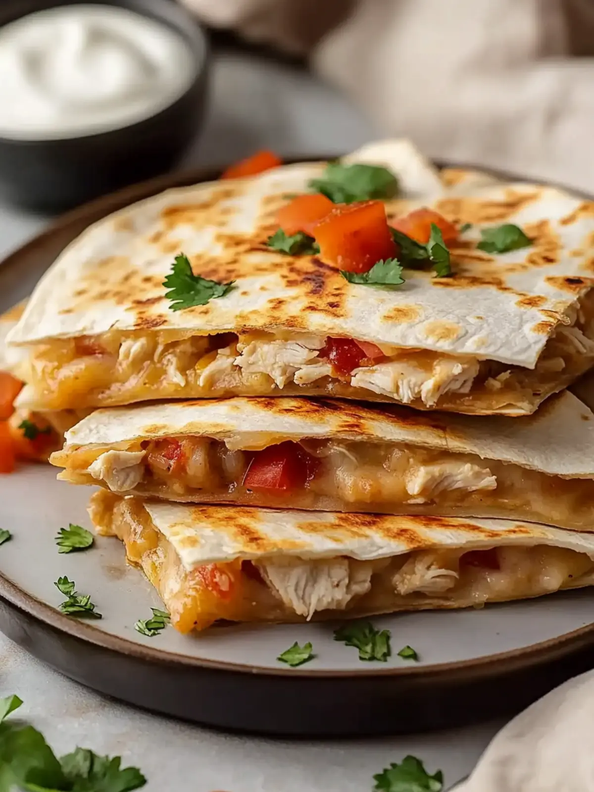 Mexican Crockpot Chicken Quesadillas
