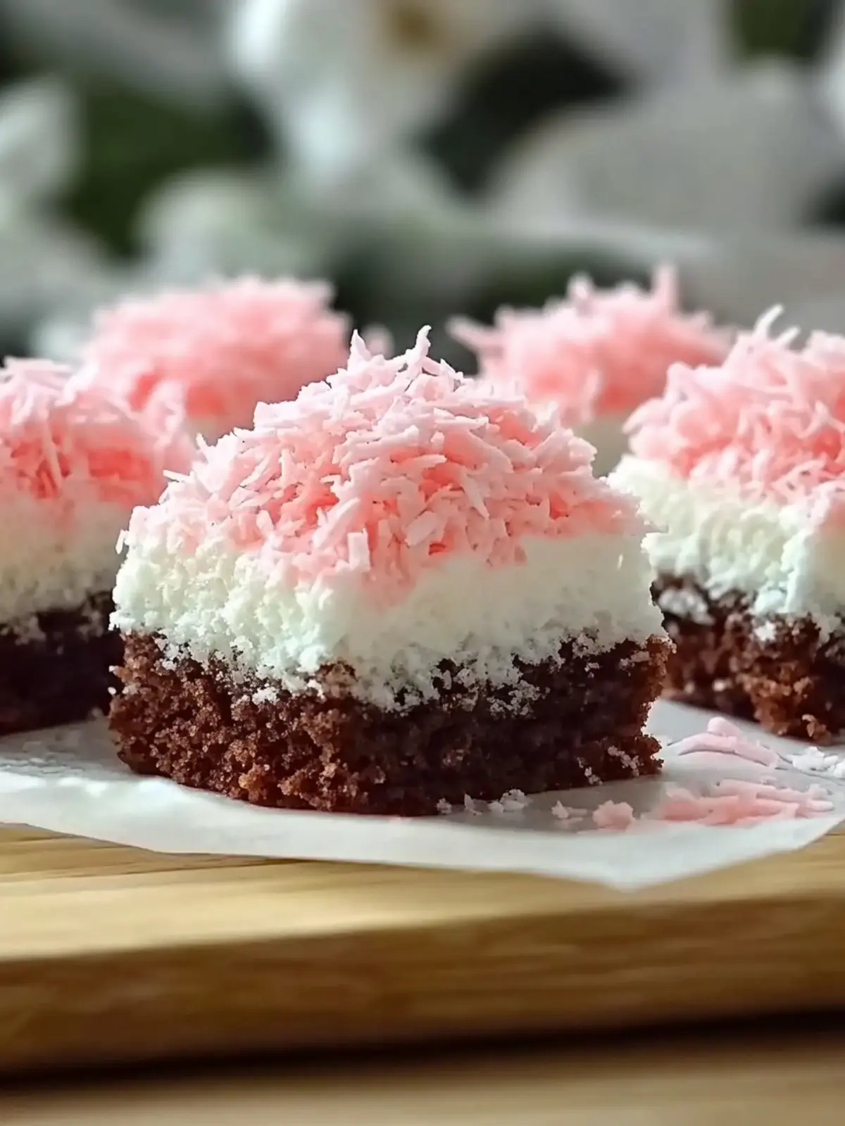 Pink Coconut Snowball Cake Bars