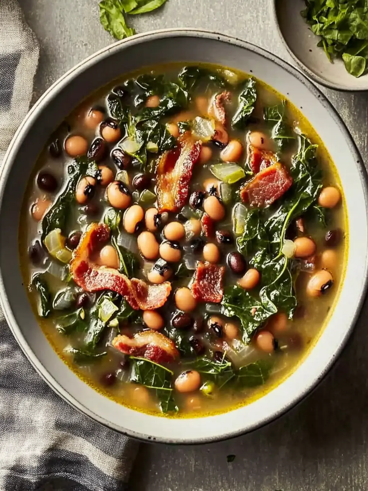 Bacon Black Eyed Peas and Collard Greens: A Smoky Comfort Boost