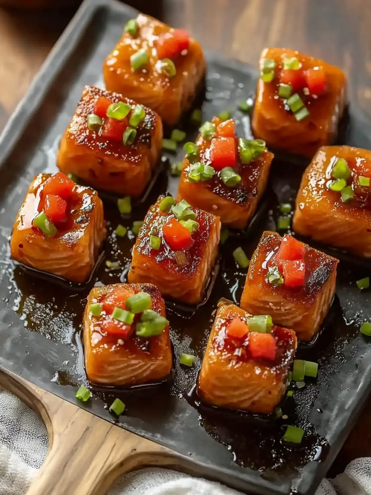 Savor Juicy Bourbon Glazed Salmon Bites in 30 Minutes!