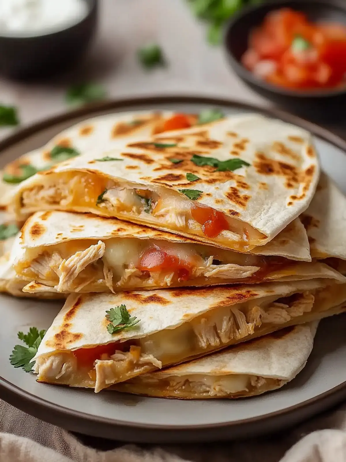 Mexican Crockpot Chicken Quesadillas
