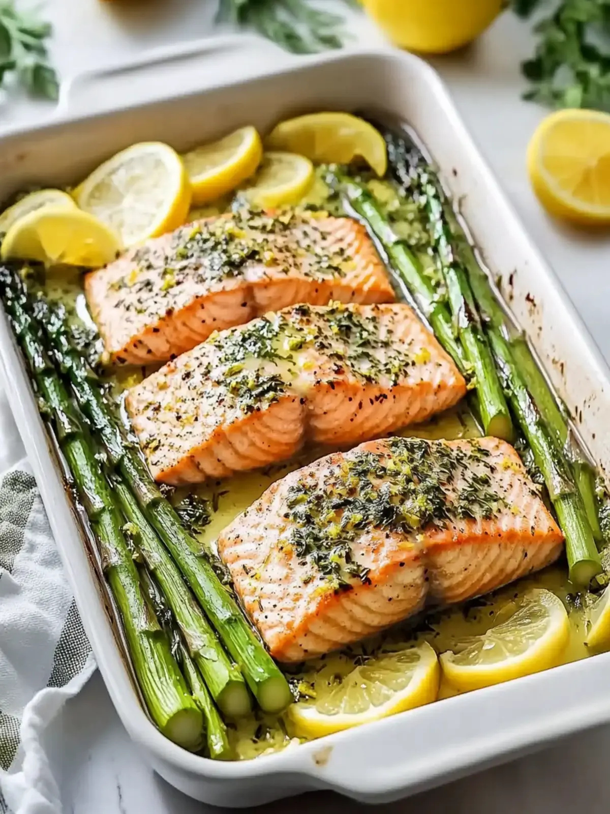Baked Lemon Herb Salmon with Asparagus in 25 Minutes Flat