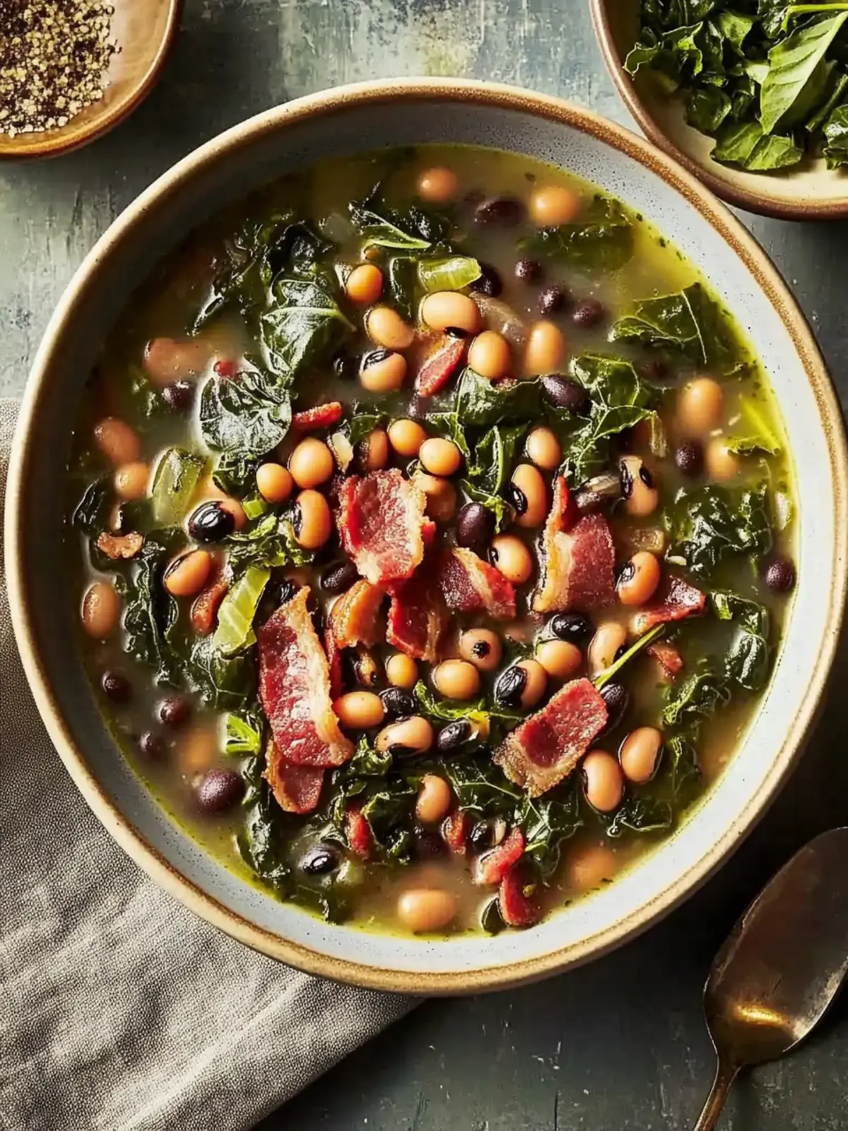 Bacon Black Eyed Peas and Collard Greens