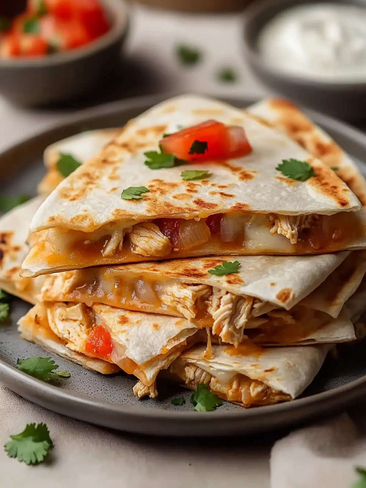 Mexican Crockpot Chicken Quesadillas