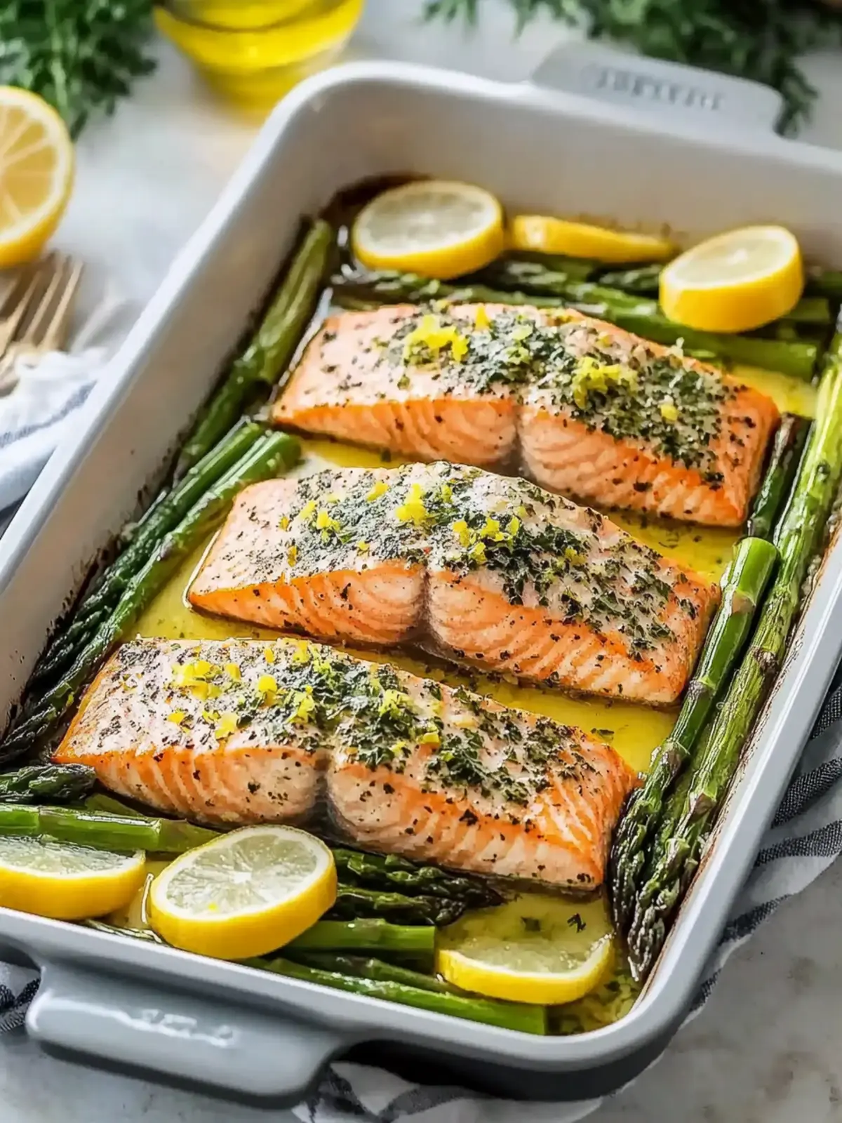 Baked Lemon Herb Salmon with Asparagus