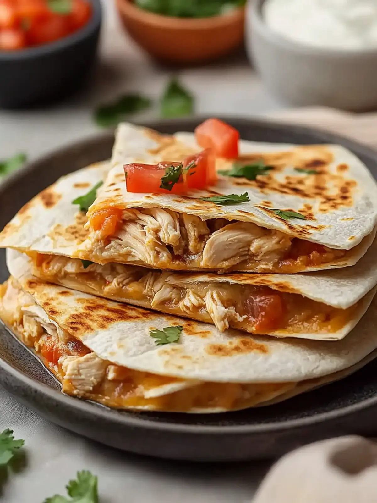 Mexican Crockpot Chicken Quesadillas