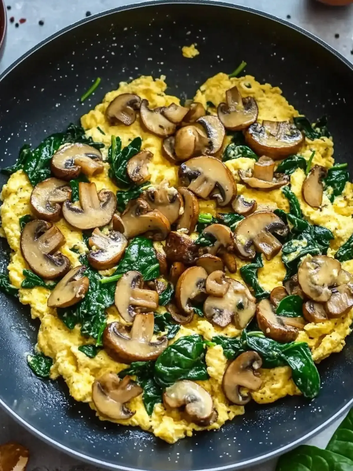 10-Minute Mushroom Spinach Scrambled Eggs