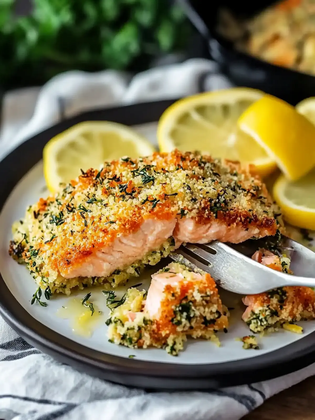 Baked Lemon Parmesan Herb Crusted Salmon