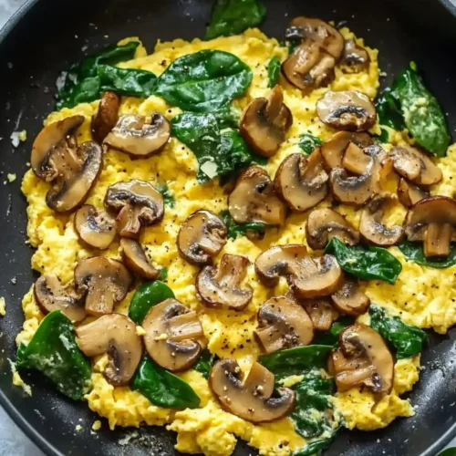10-Minute Mushroom Spinach Scrambled Eggs