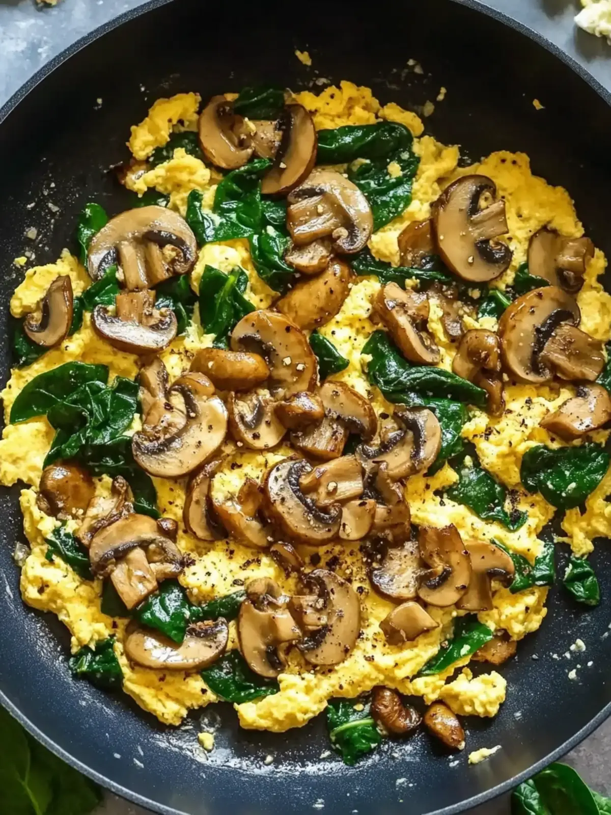 10-Minute Mushroom Spinach Scrambled Eggs