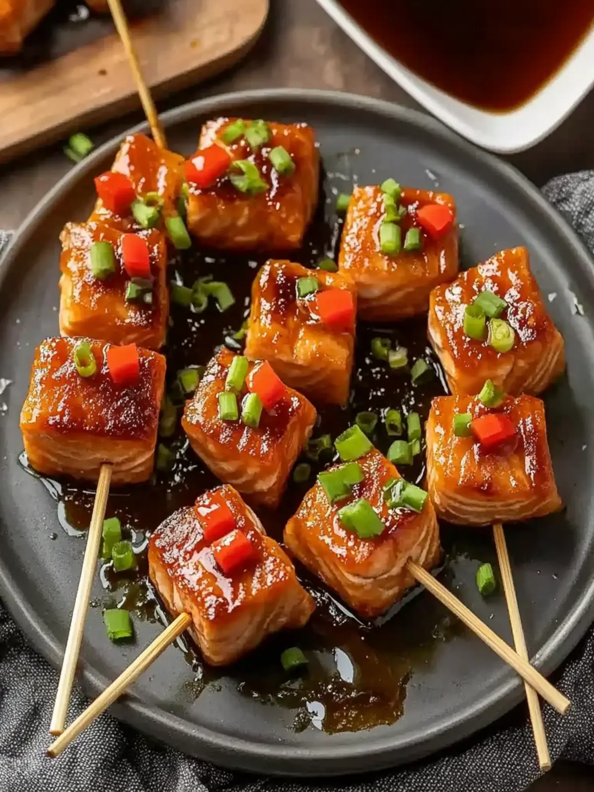 Juicy Bourbon Glazed Salmon Bites