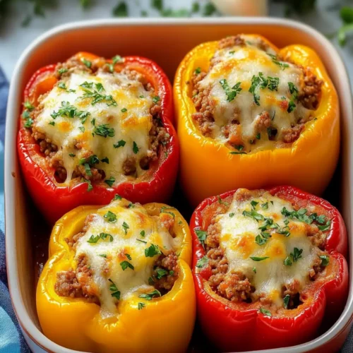 Italian Stuffed Peppers with Ground Beef