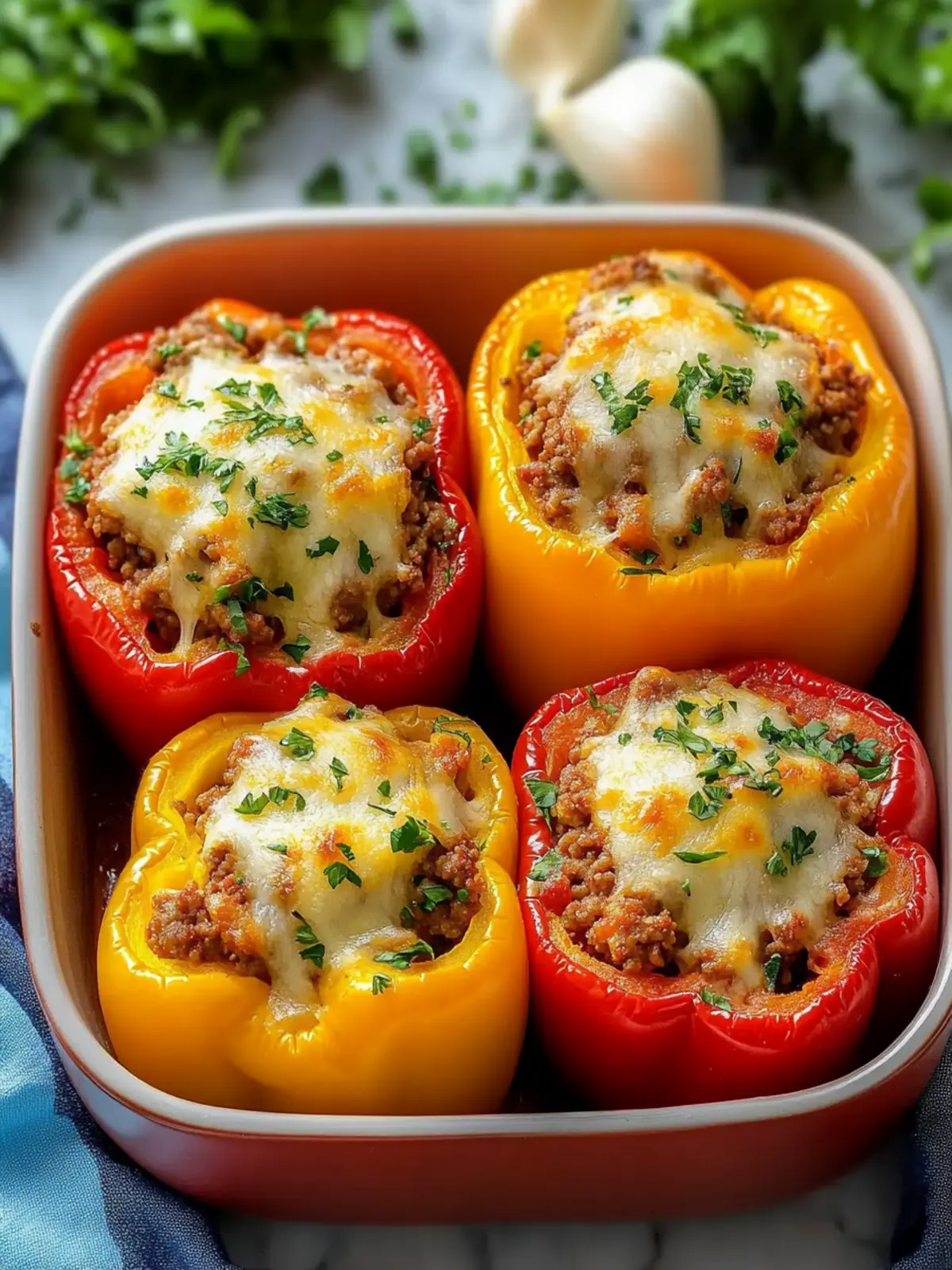 Italian Stuffed Peppers with Ground Beef