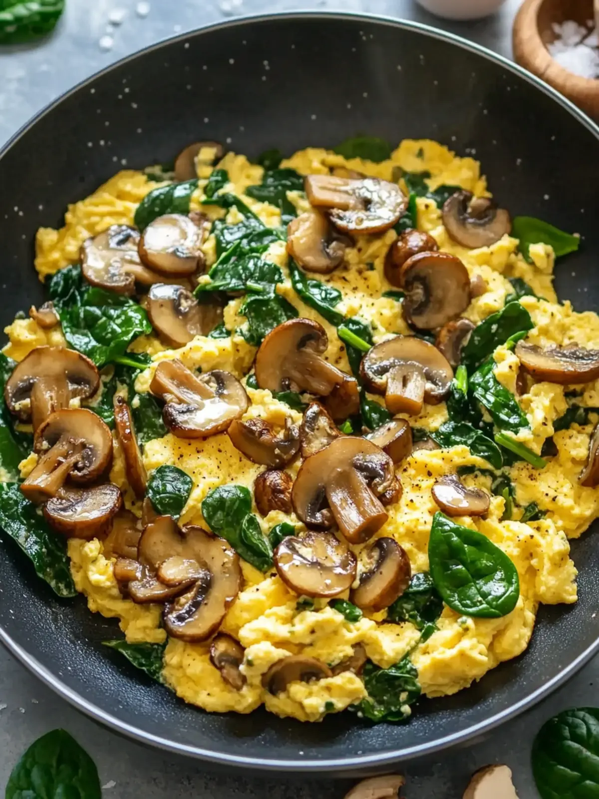 Mushroom Spinach Scrambled Eggs