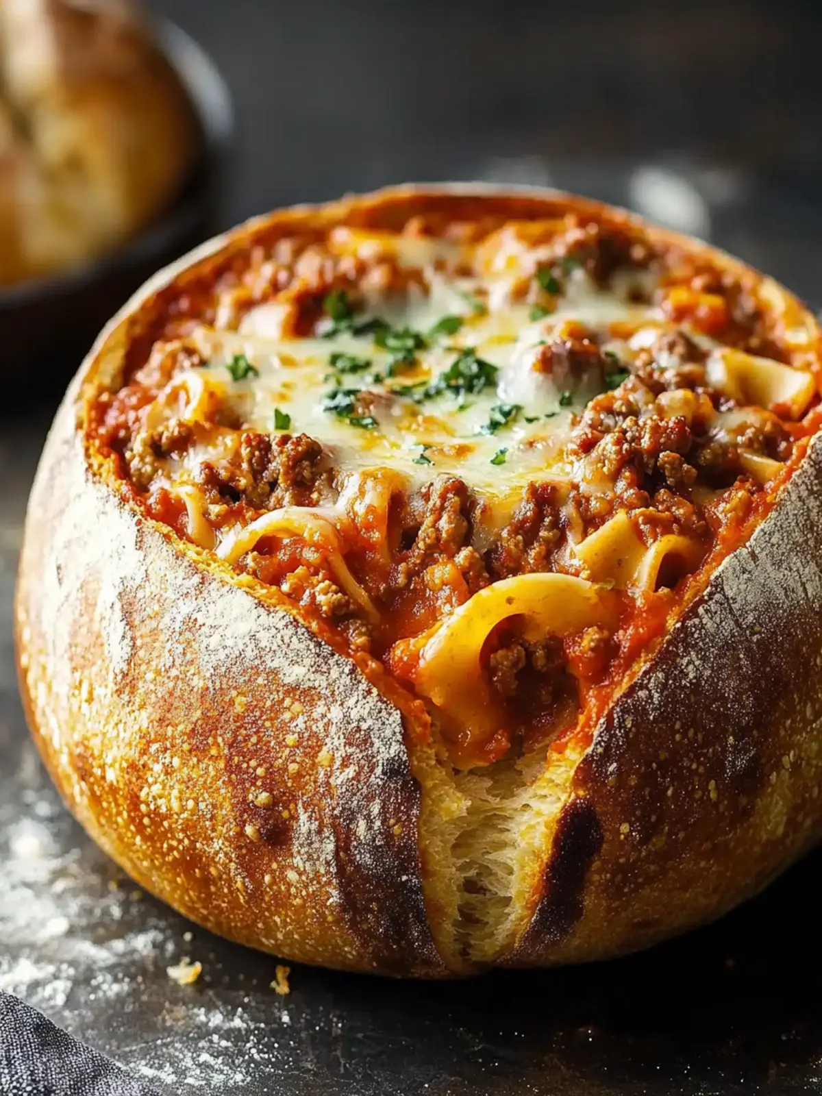 Comforting Lasagna Soup in a Bread Bowl