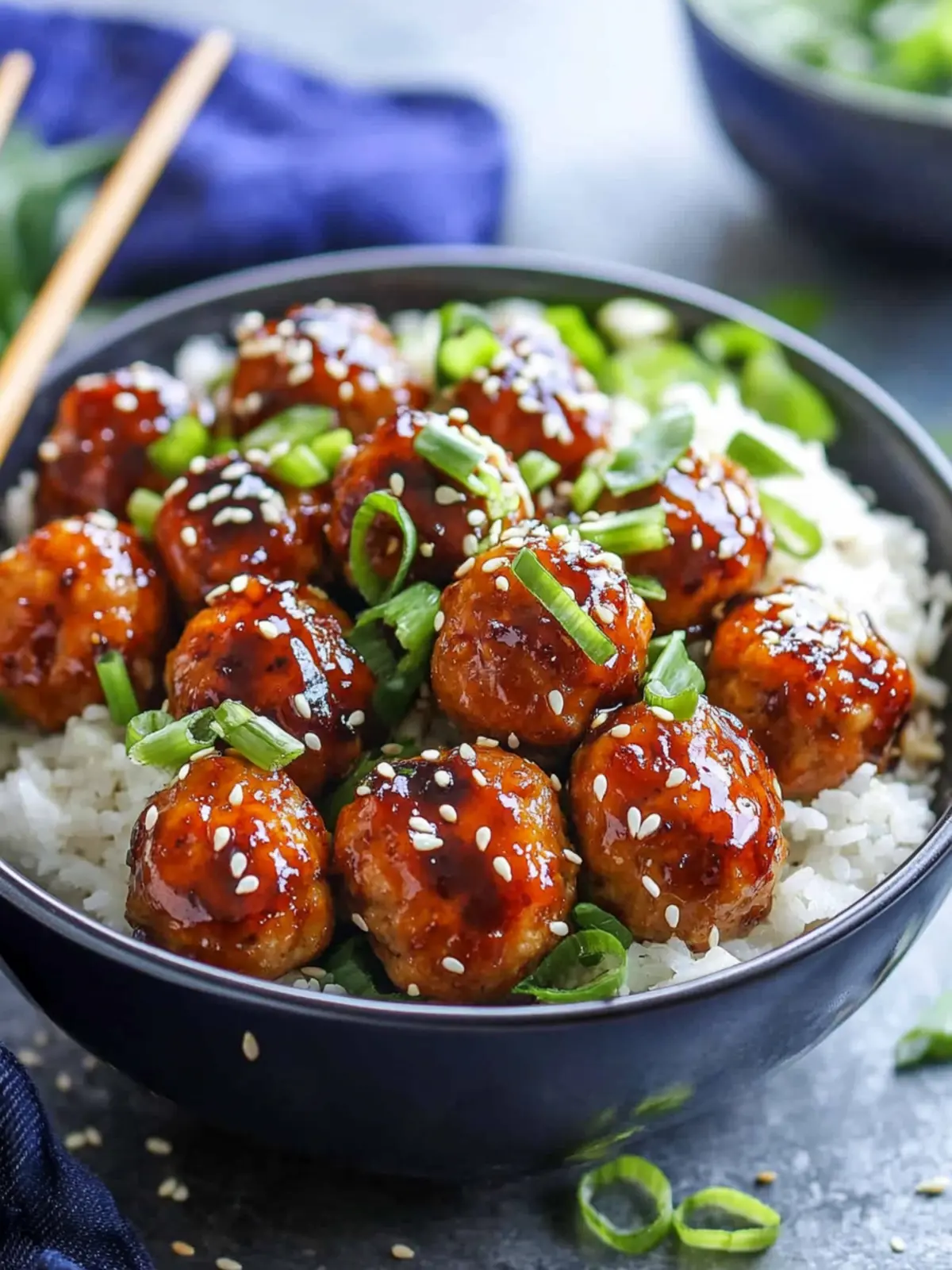 Teriyaki Chicken Meatballs and Rice Bowls