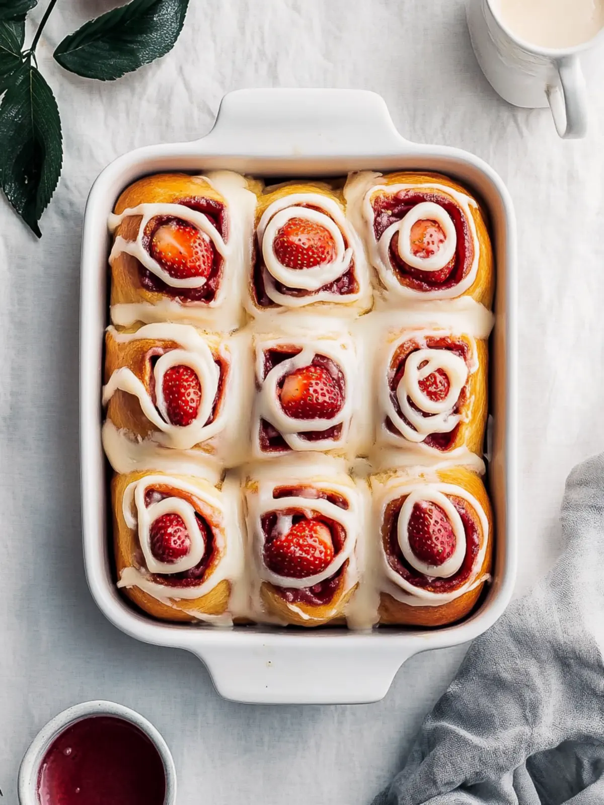Strawberry Buns with Cream Cheese Icing