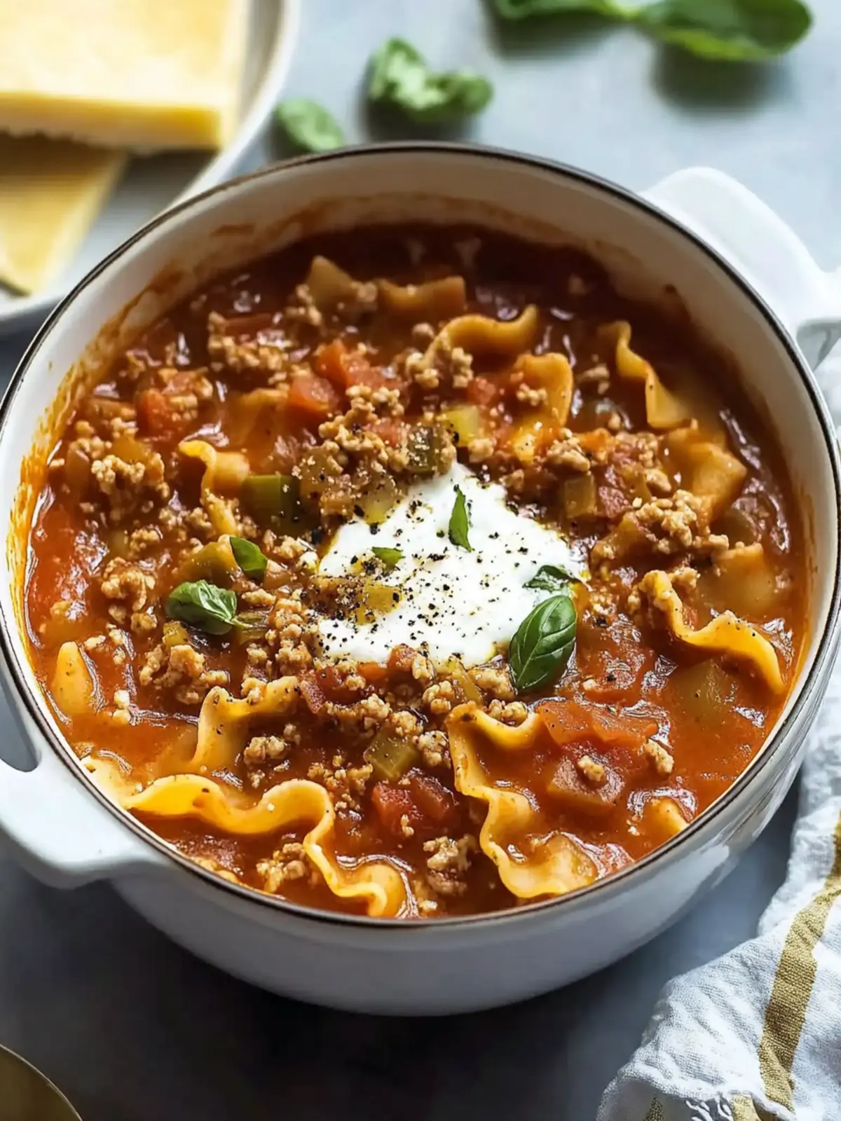 Simple Lasagna Soup No Ricotta