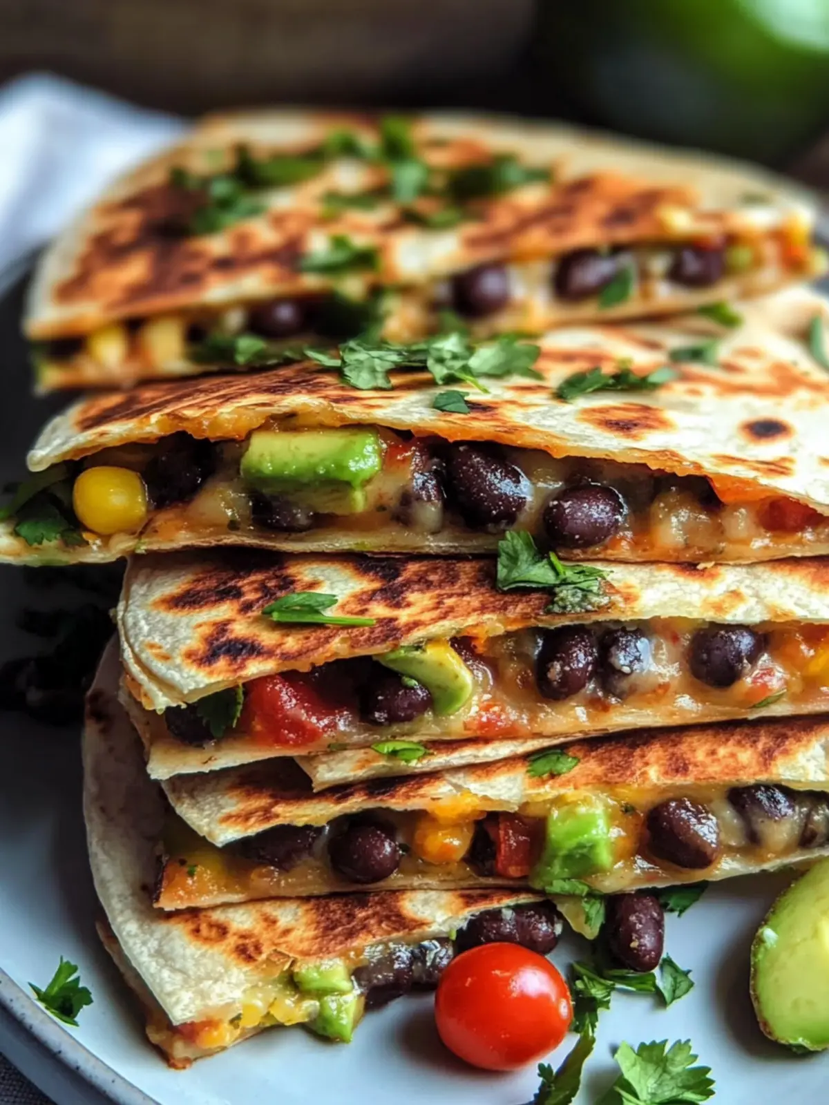 Vegan Quesadillas with Black Beans and Avocado