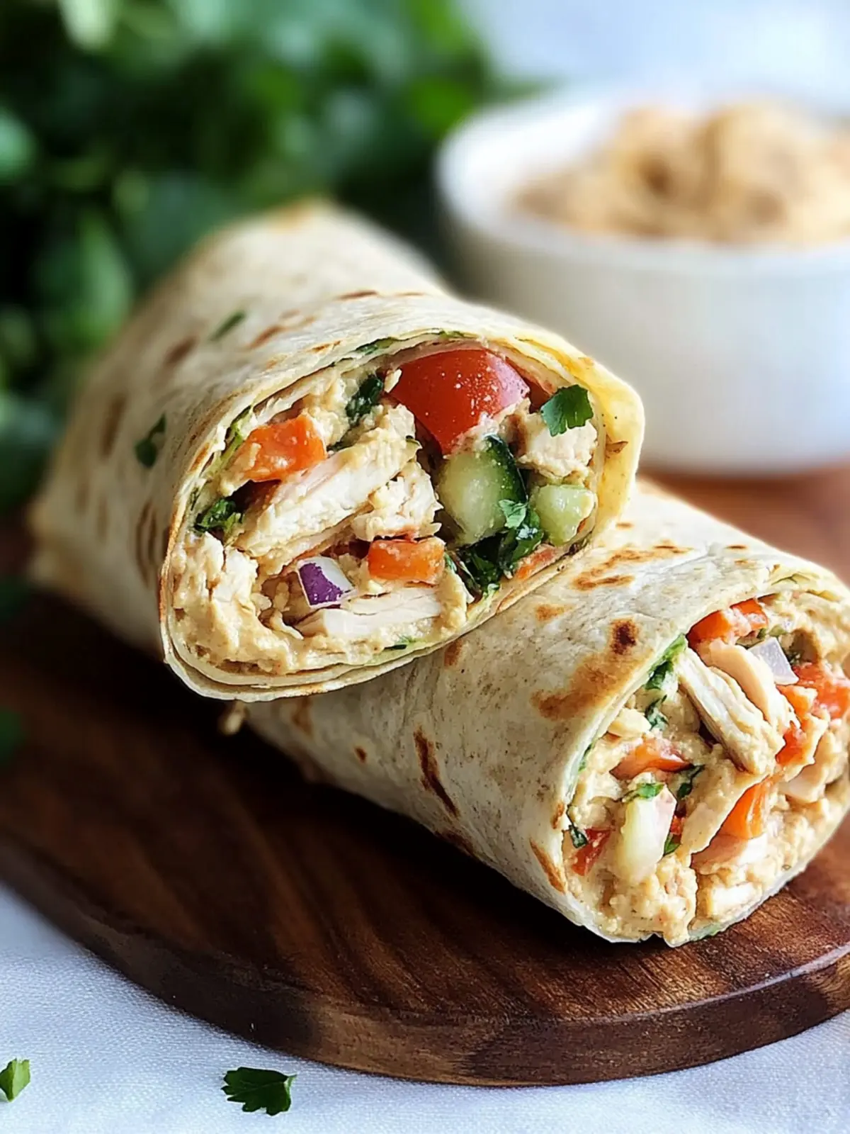 Quick and Healthy Chicken & Hummus Veggie Wraps