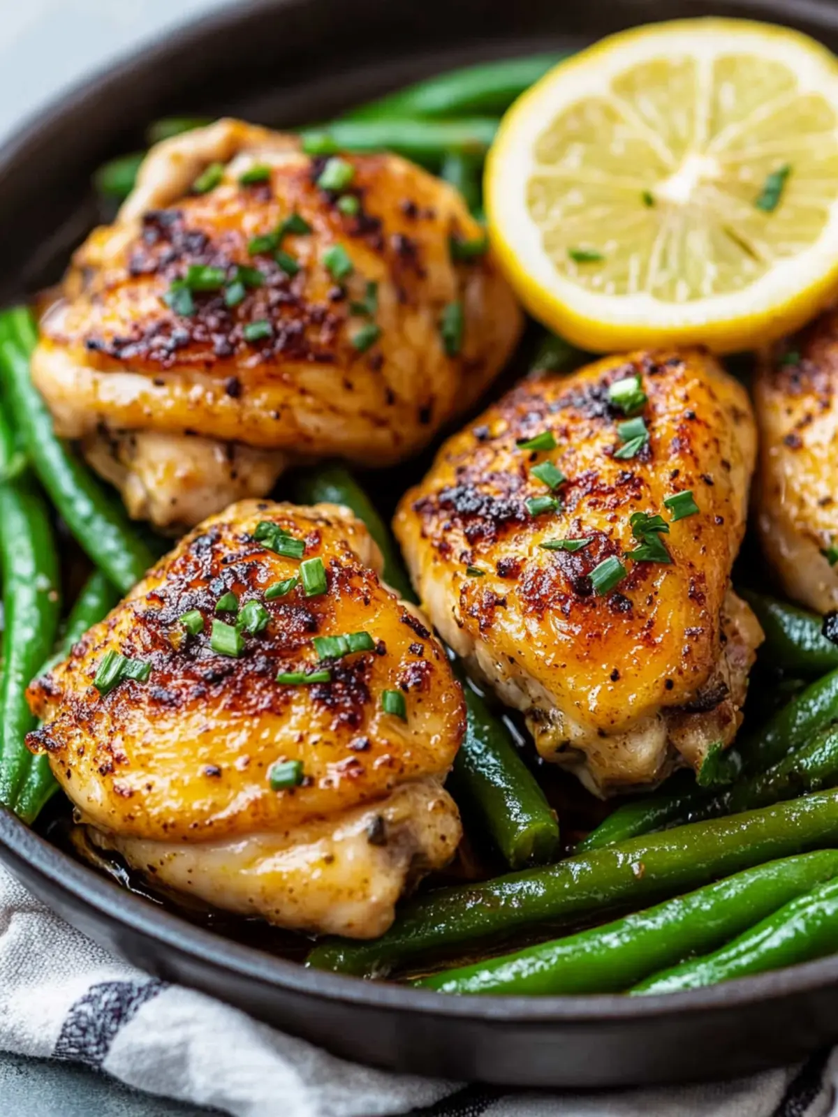 Lemon Garlic Butter Chicken Thighs Recipe with Green Beans