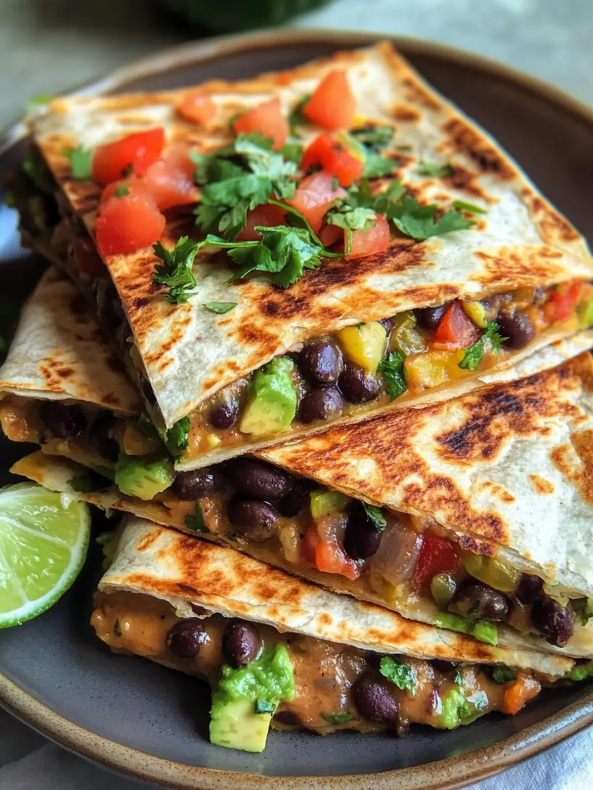 Vegan Quesadillas with Black Beans and Avocado