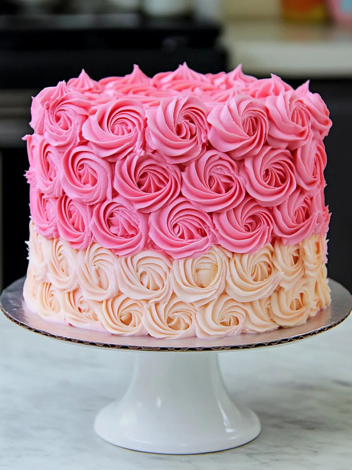 Ombre Pink Rose Cake