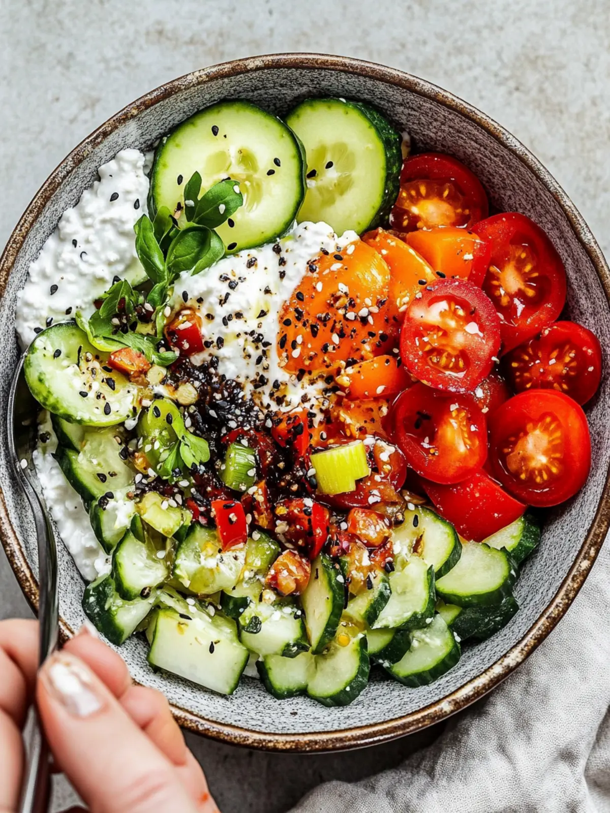 Veggie Savory Cottage Cheese Bowl
