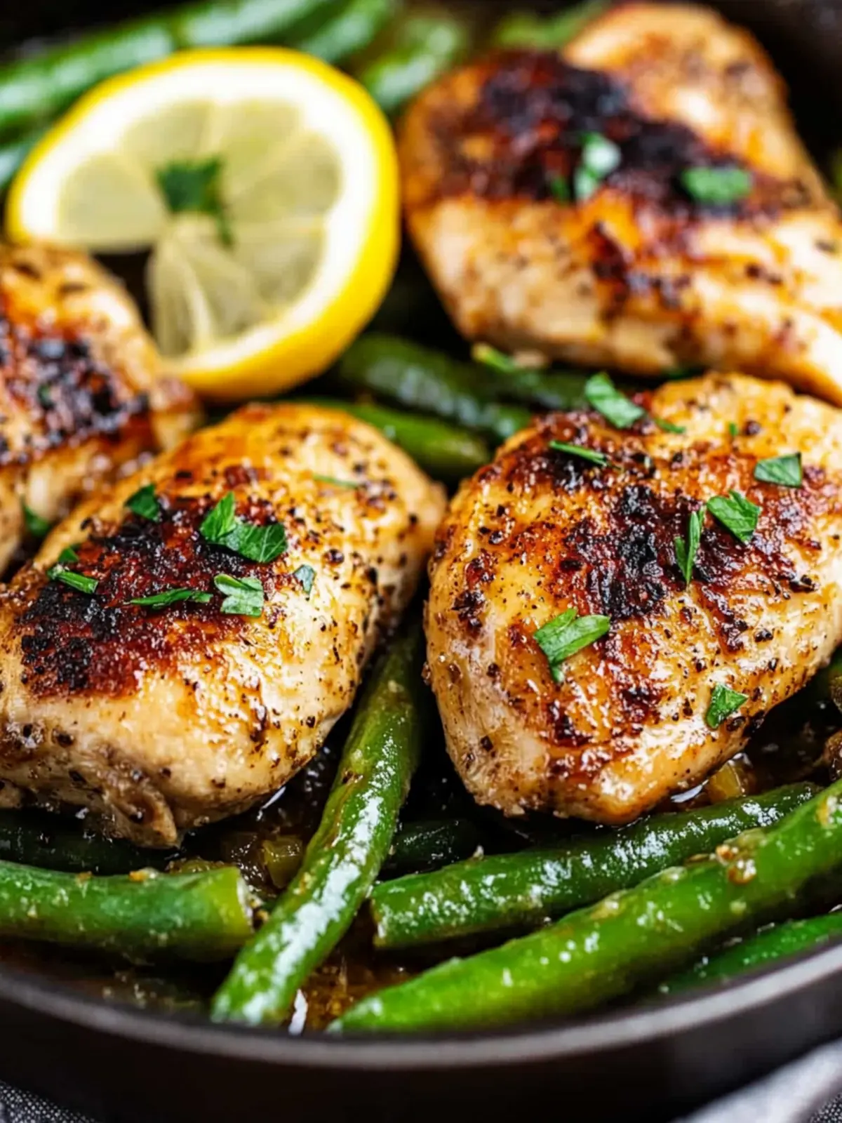 Lemon Garlic Chicken Skillet with Green Beans in 30 Minutes
