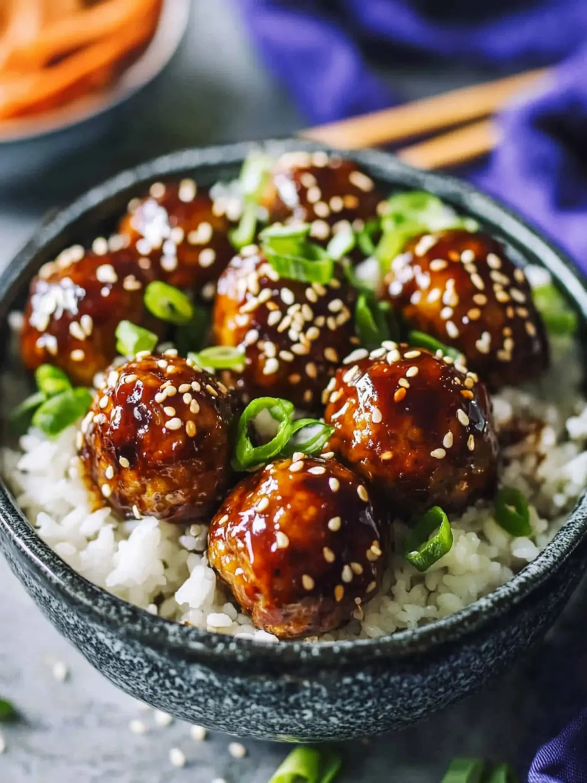 Teriyaki Chicken Meatballs and Rice Bowls