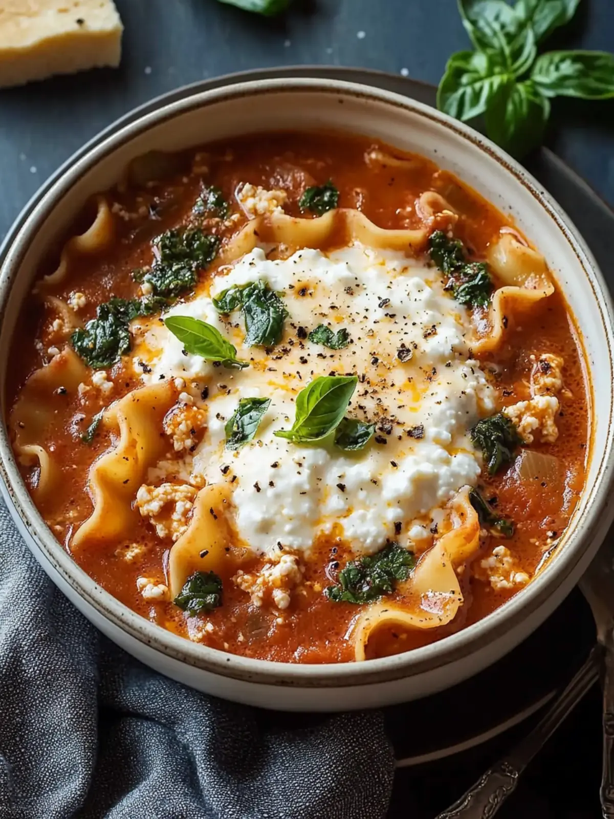 Comforting Lasagna Soup with Cottage Cheese
